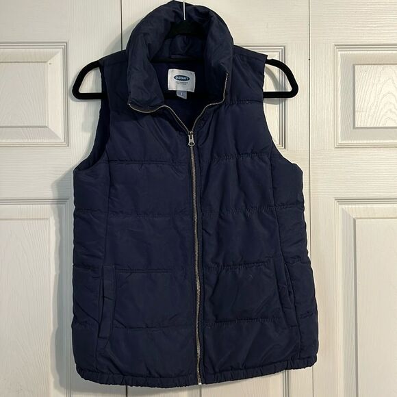 OLD NAVY Frost Free Puffer Vest Blue Size Small Women's Fleece Lined Jacket - Picture 2 of 5